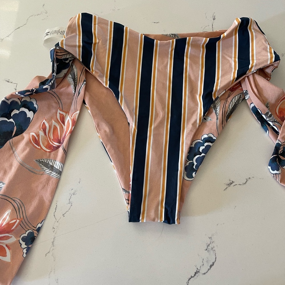 Strange bikini floral high waisted bottoms.